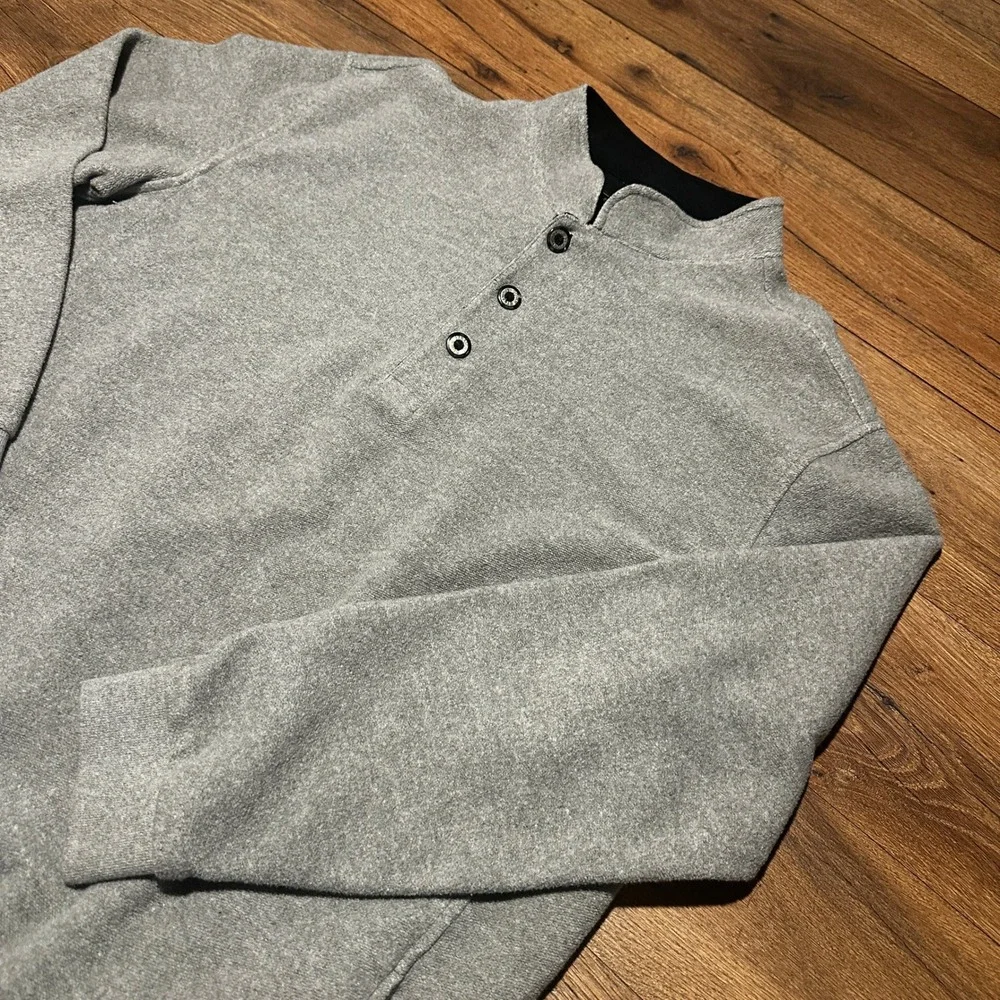 Straight Down Grey Fleece Henley Pullover Mens XXXL Made in USA